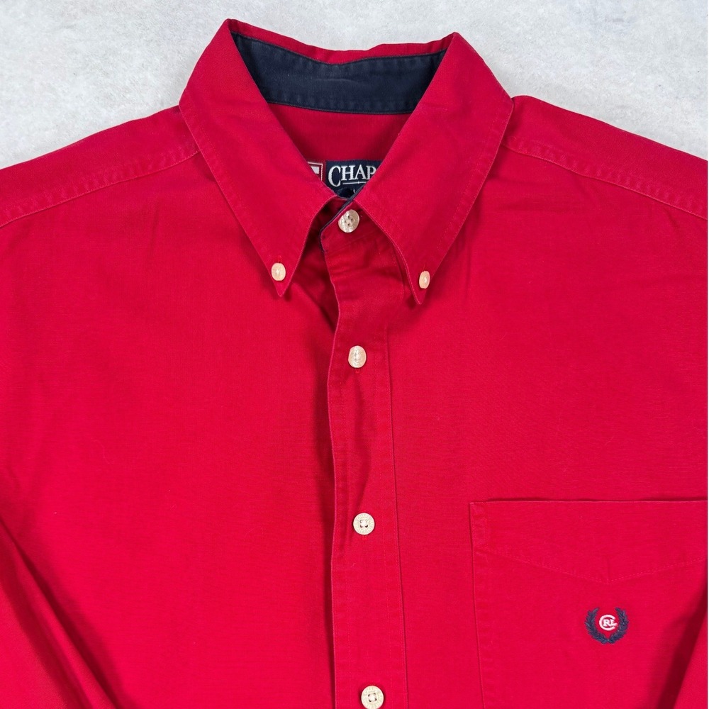 Chaps‎ Ralph Lauren Mens Red Button Down Shirt Long Sleeve Cotton Medium M